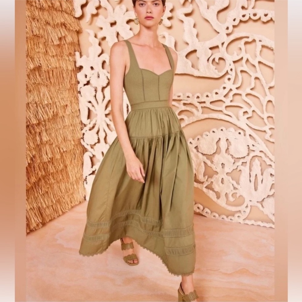 ULLA JOHNSON Isadora Midi Dress in Green Sz 2